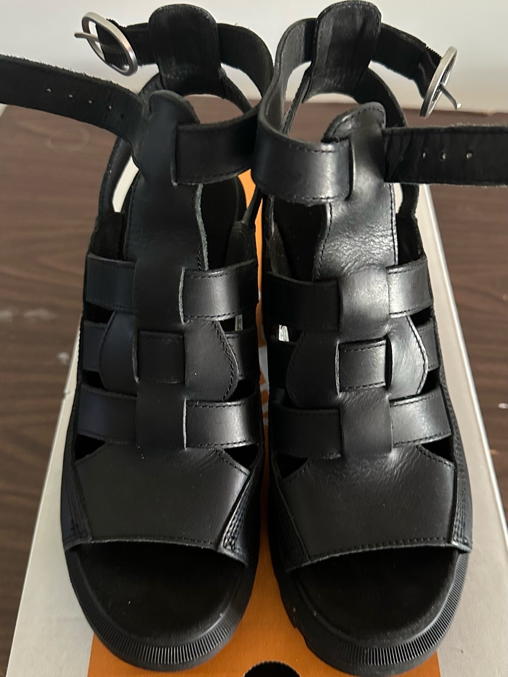 Timberland Black Leather Platform Sandals